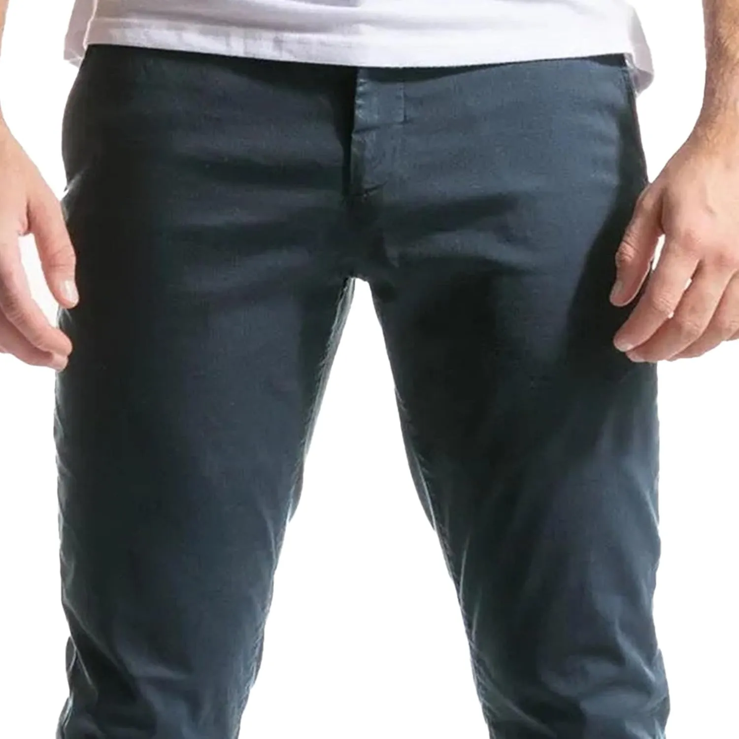 Men's Casual Skinny Tapered Chinos Stretch Business Comfy Slack Trendy Work Athletic Pants with Pockets