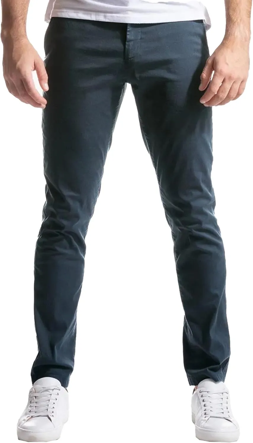 Men's Casual Skinny Tapered Chinos Stretch Business Comfy Slack Trendy Work Athletic Pants with Pockets
