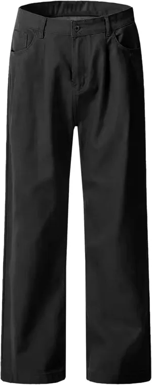 Men's Chinos Wide Leg Pants Classic Stretch Skinny Tapered Dress Slack Comfort Casual Solid Trousers (Black,XX-Large)