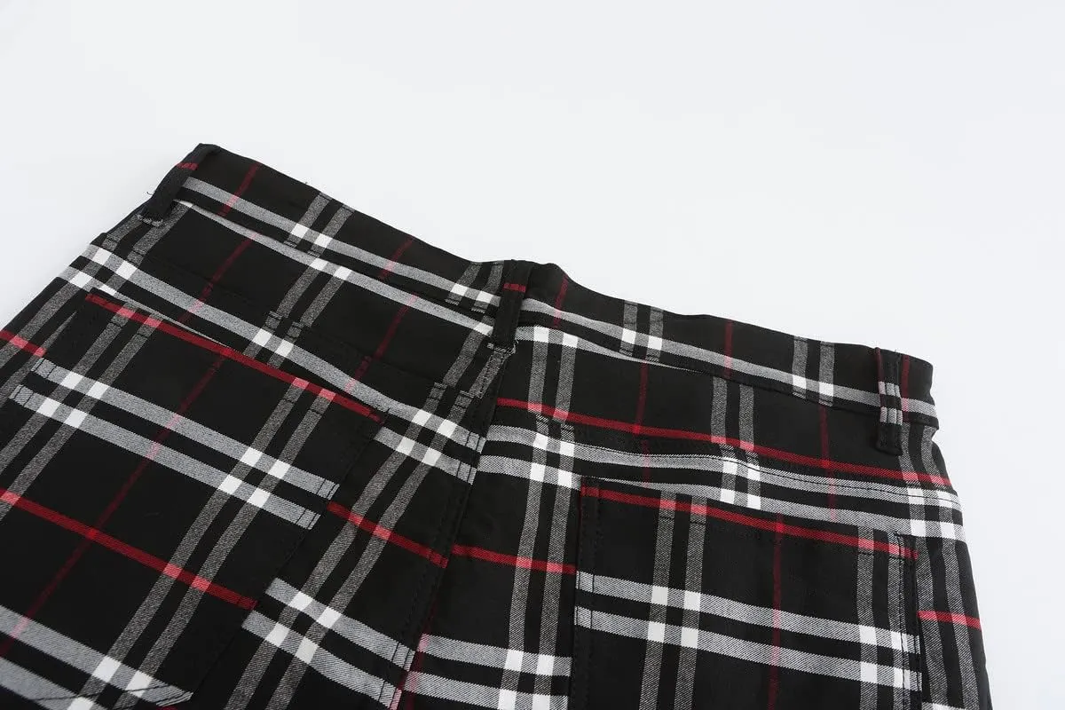 Men's Fashion Stretch Dress Pants Slim Fit Plaid Skinny Long Pants Casual Business Sweatpants Dress Chinos Pants