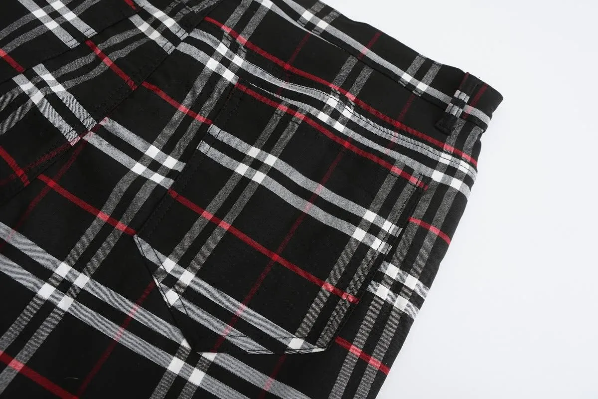 Men's Fashion Stretch Dress Pants Slim Fit Plaid Skinny Long Pants Casual Business Sweatpants Dress Chinos Pants