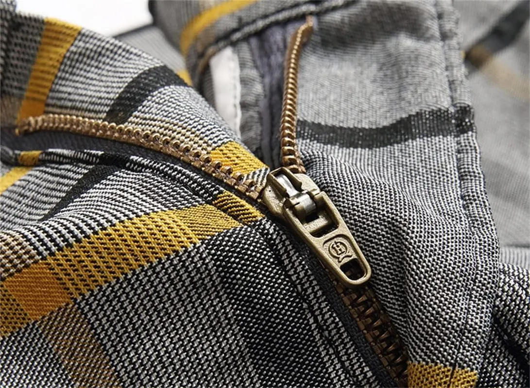 Men's Fashion Stretch Dress Pants Slim Fit Plaid Skinny Long Pants Casual Business Sweatpants Dress Chinos Pants