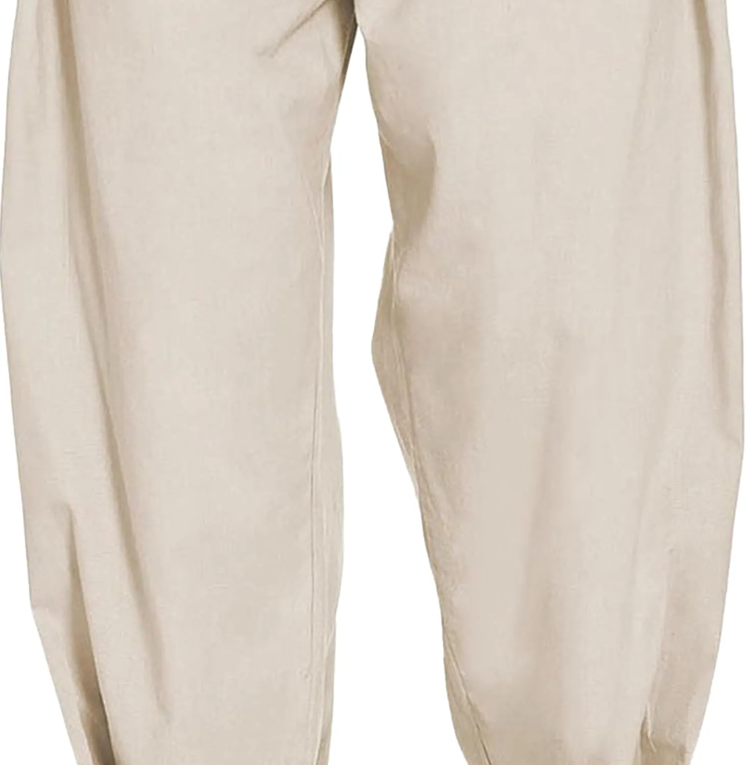 Men's Lightweight Linen Lounge Lantern Pants Classic Jogger Yoga Loose Chinos Casual Elastic Waist Trousers