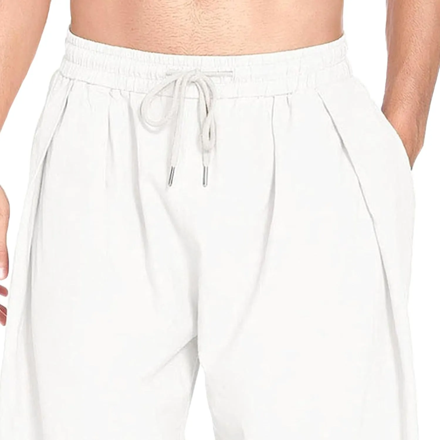 Men's Lightweight Linen Lounge Lantern Pants Classic Jogger Yoga Loose Chinos Casual Elastic Waist Trousers