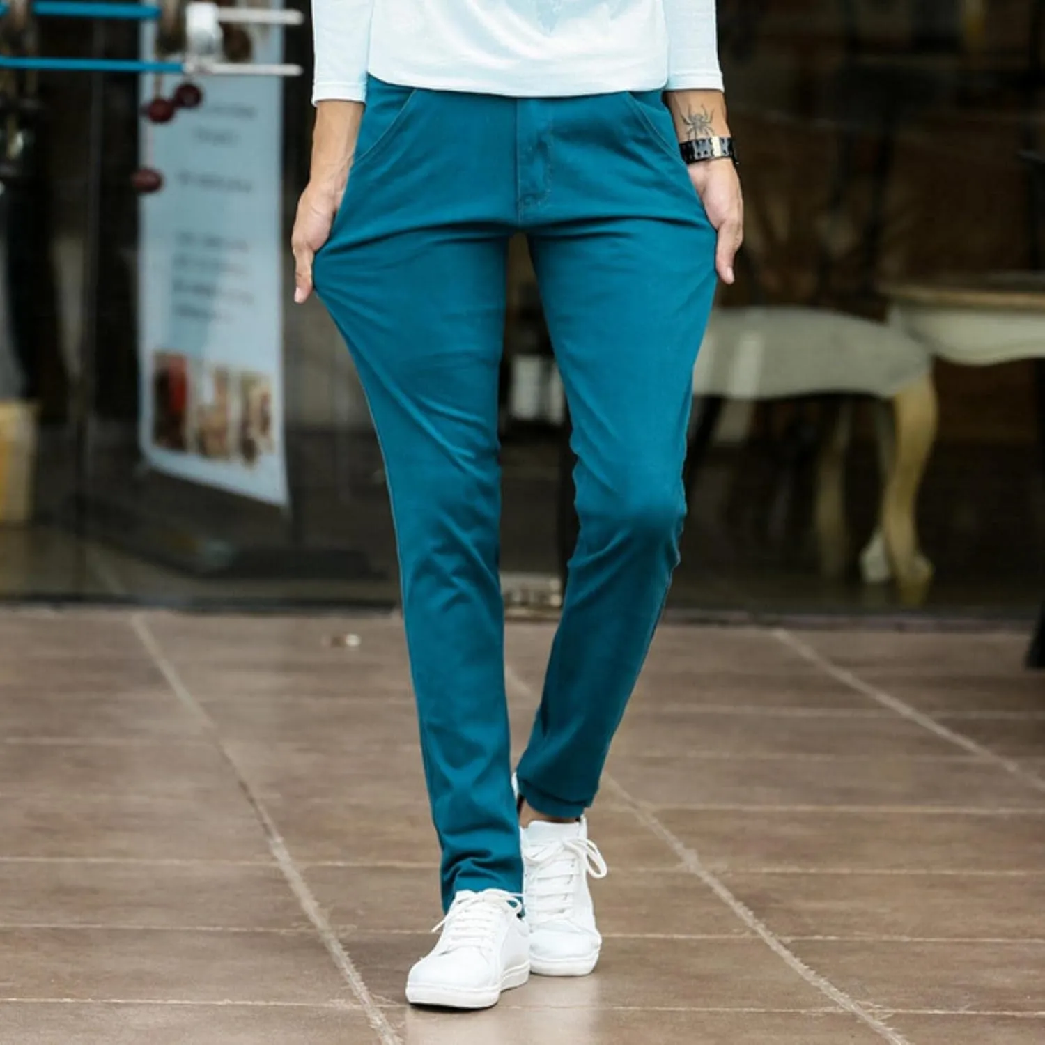 Men's Pants Slim Fit Black Red Pantalon Straight Casual Men Trousers Summer Cotton Chinos Male Trousers Office