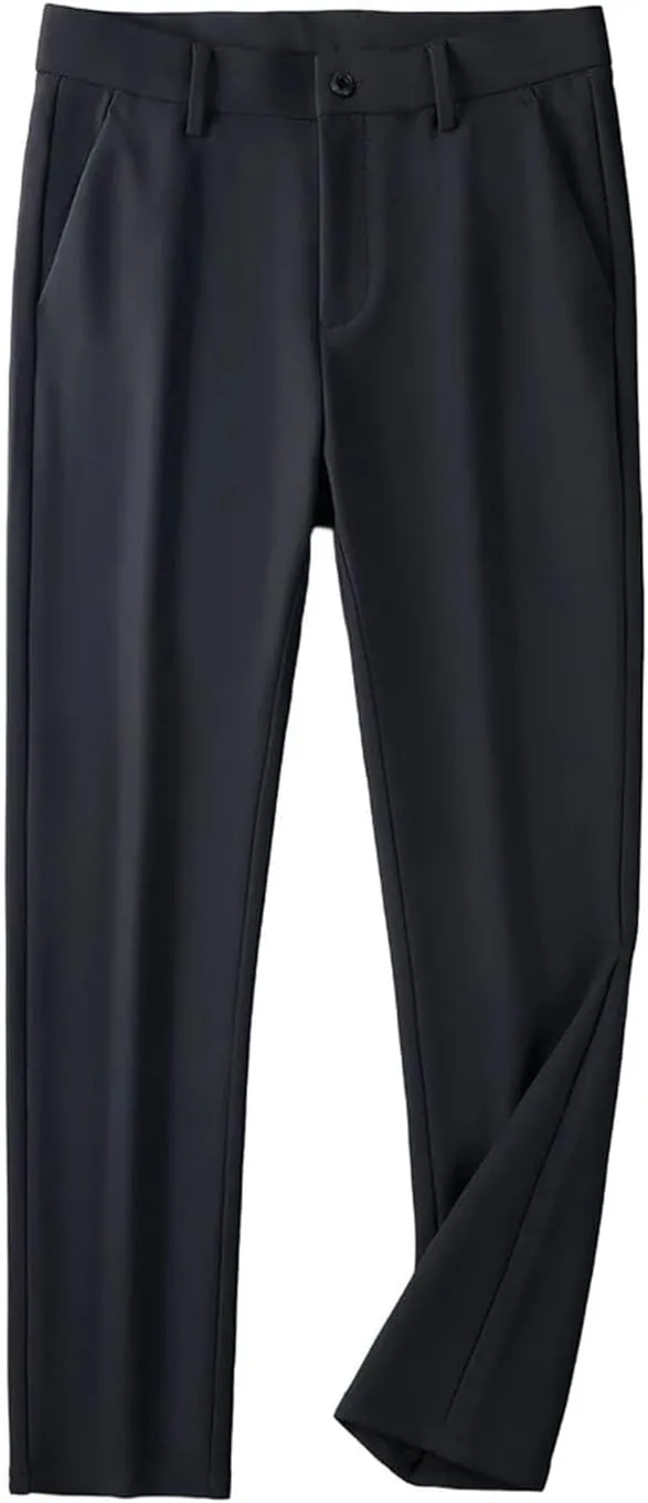 Men's Pants Stretched Nylon Slim Fit Chinos Male Business Casual Work Straight Long Slacks Male Suit Trousers