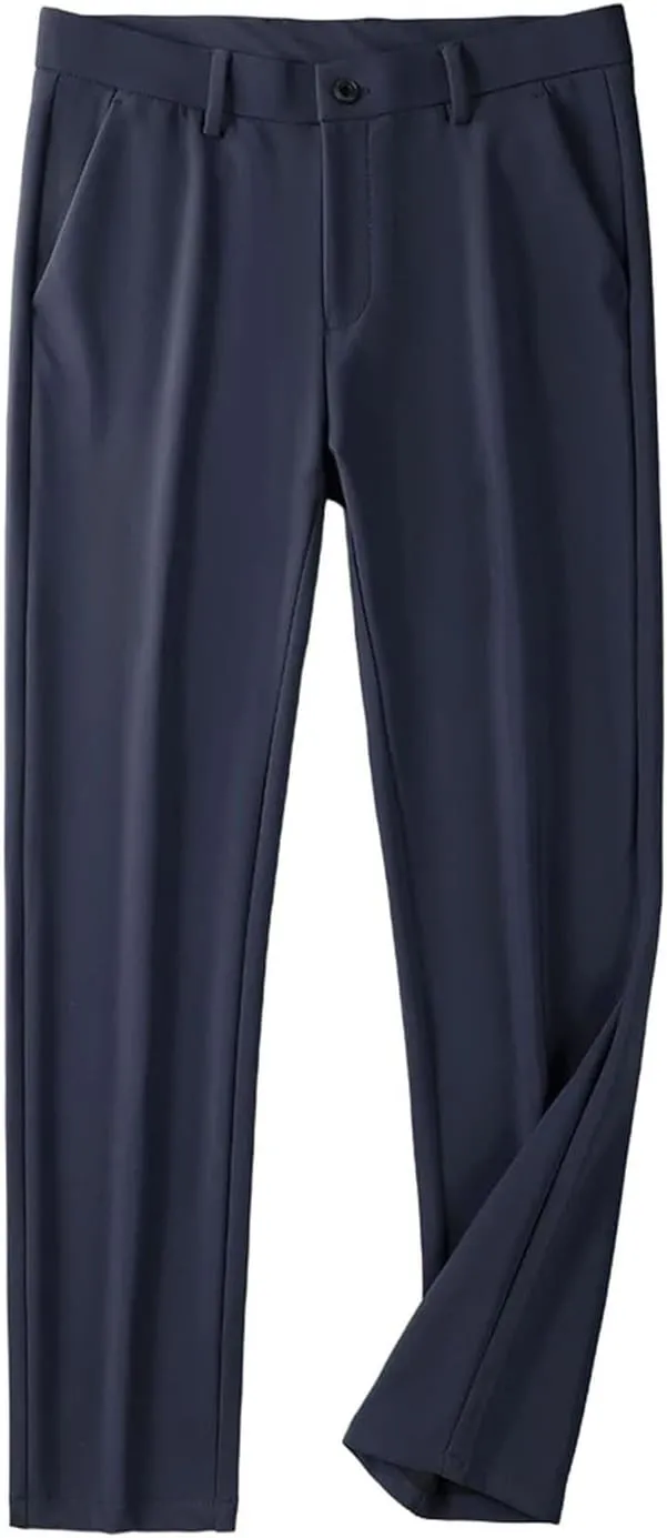 Men's Pants Stretched Nylon Slim Fit Chinos Male Business Casual Work Straight Long Slacks Male Suit Trousers