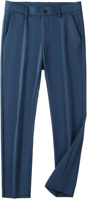 Men's Pants Stretched Nylon Slim Fit Chinos Male Business Casual Work Straight Long Slacks Male Suit Trousers