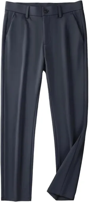 Men's Pants Stretched Nylon Slim Fit Chinos Male Business Casual Work Straight Long Slacks Male Suit Trousers