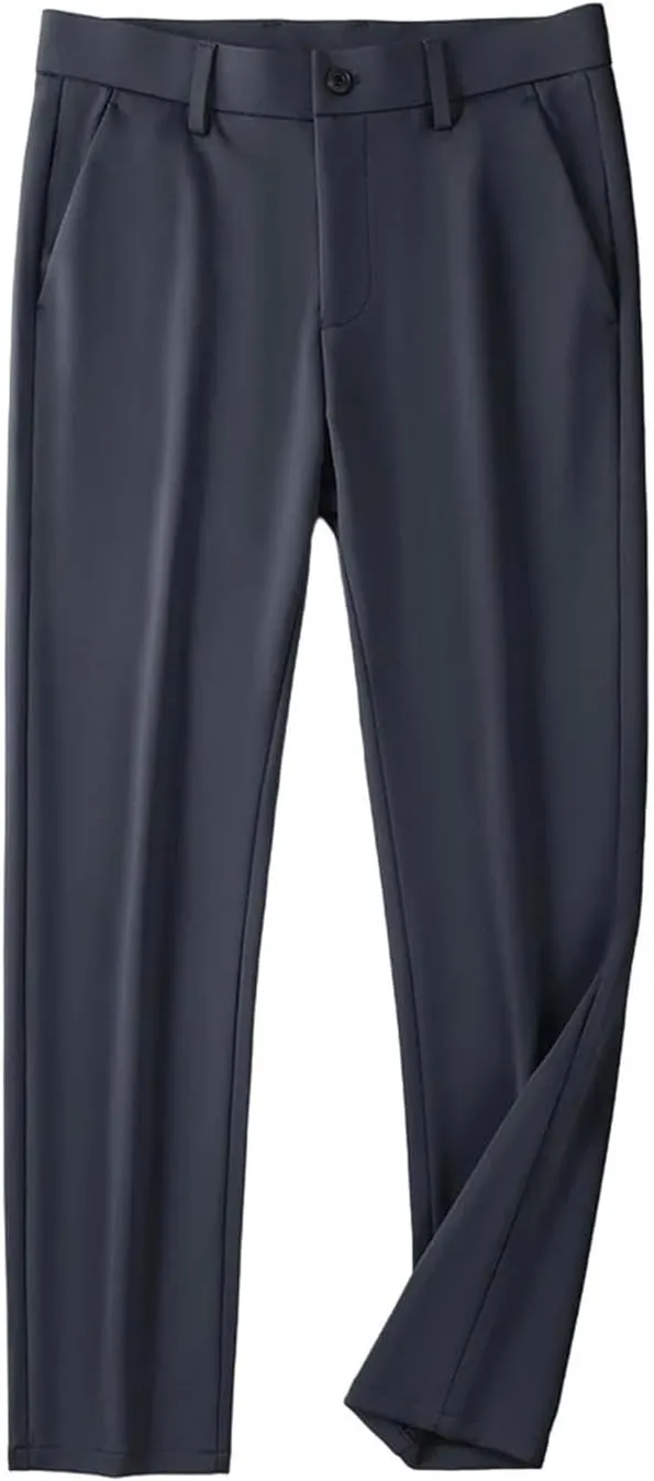 Men's Pants Stretched Nylon Slim Fit Chinos Male Business Casual Work Straight Long Slacks Male Suit Trousers