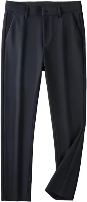 Men's Pants Stretched Nylon Slim Fit Chinos Male Business Casual Work Straight Long Slacks Male Suit Trousers