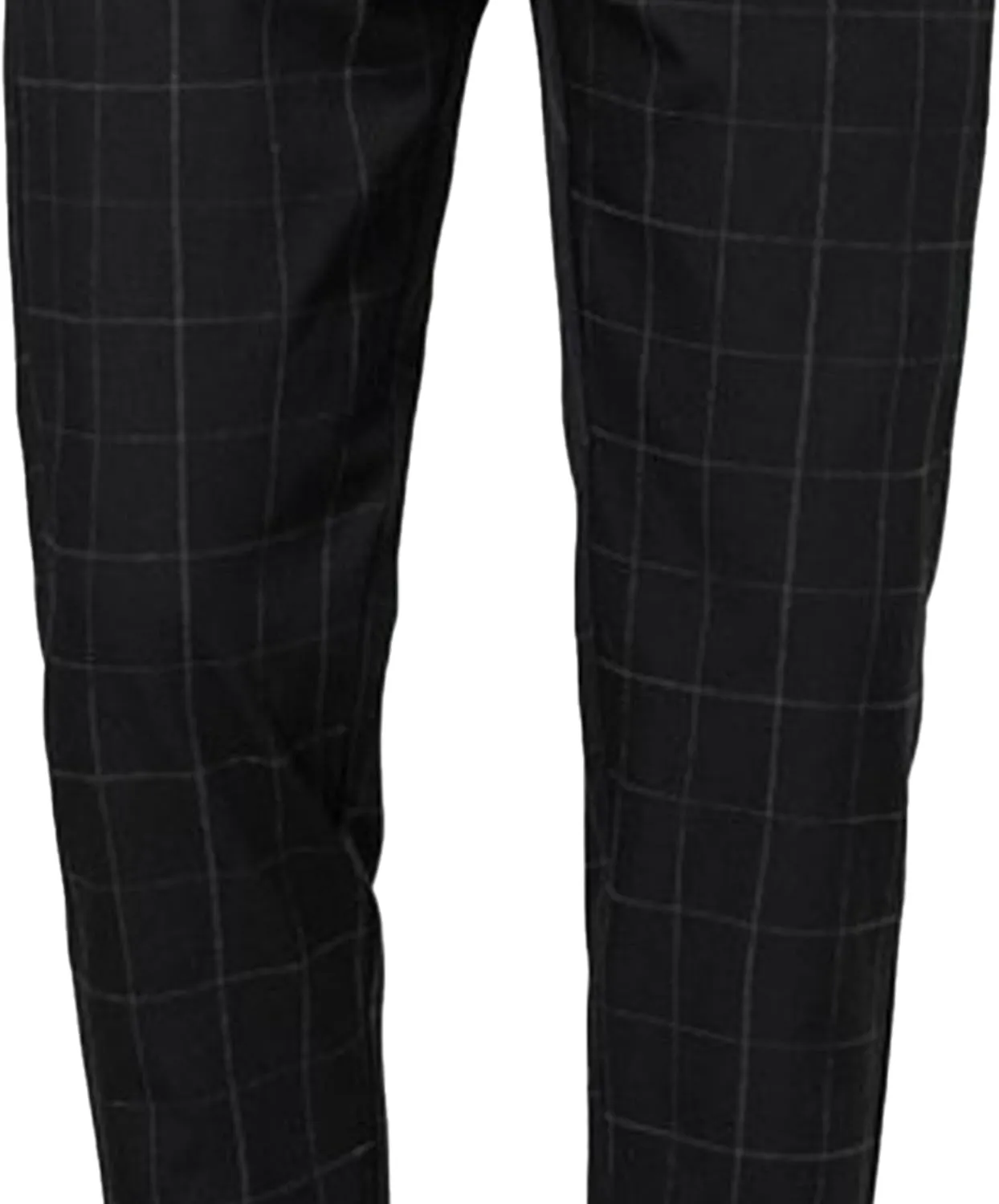 Men's Slim Fit Plaid Pencil Pants Chinos Flat Front Tapered Trousers Casual Business Sports Dress Pants
