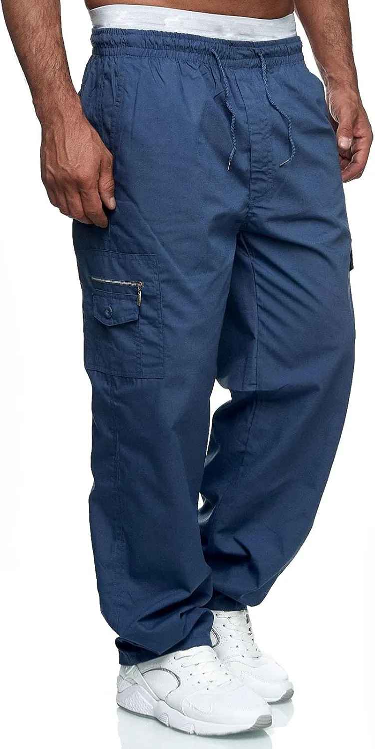 Mens Workout Cargo Sweatpants Tactical Pant Rip-Stop Hiking Pants Men Trouser Drawstring Work Joggers Men's Sweatpant