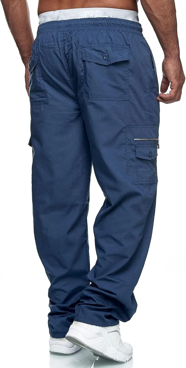 Mens Workout Cargo Sweatpants Tactical Pant Rip-Stop Hiking Pants Men Trouser Drawstring Work Joggers Men's Sweatpant