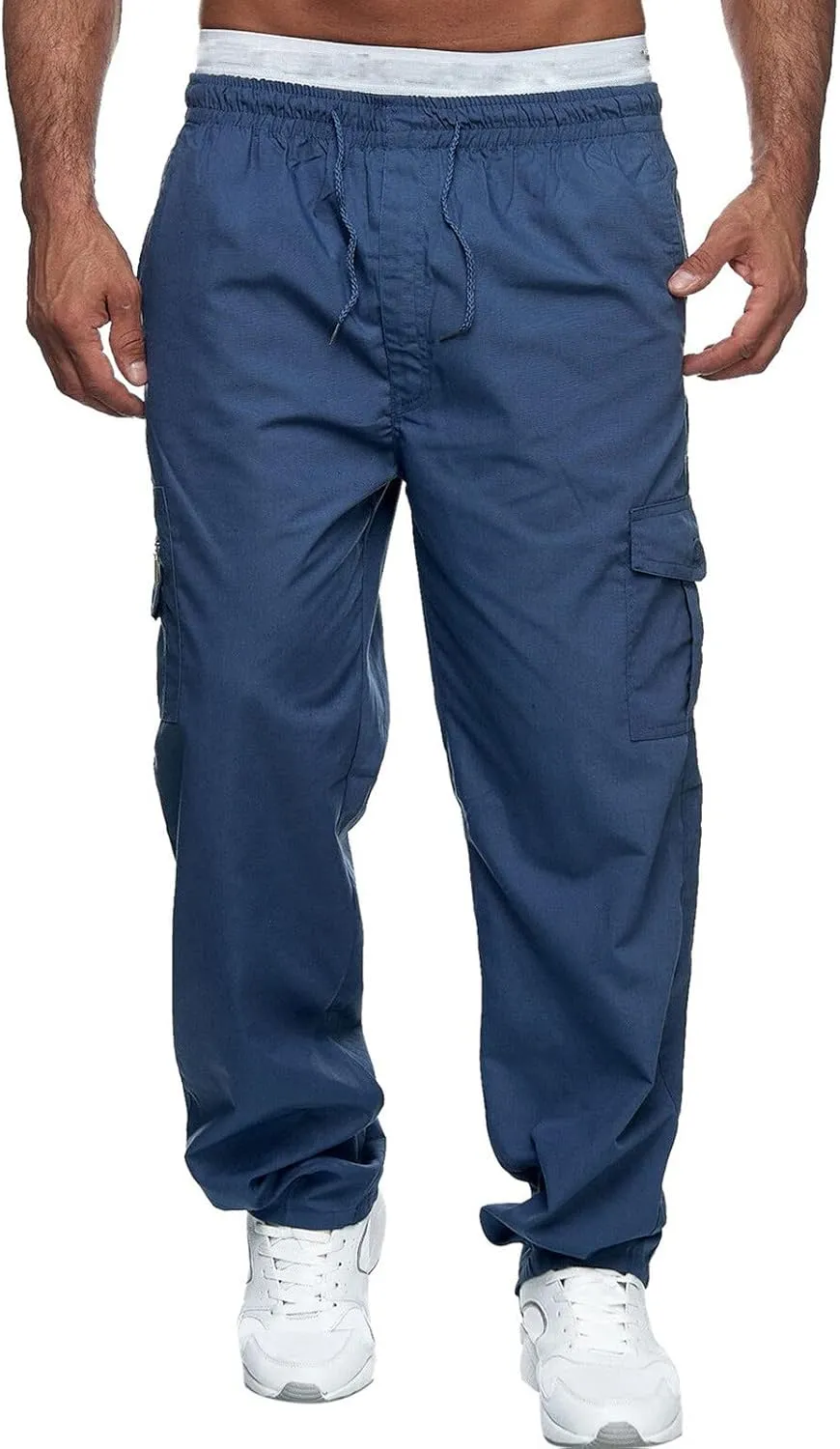 Mens Workout Cargo Sweatpants Tactical Pant Rip-Stop Hiking Pants Men Trouser Drawstring Work Joggers Men's Sweatpant