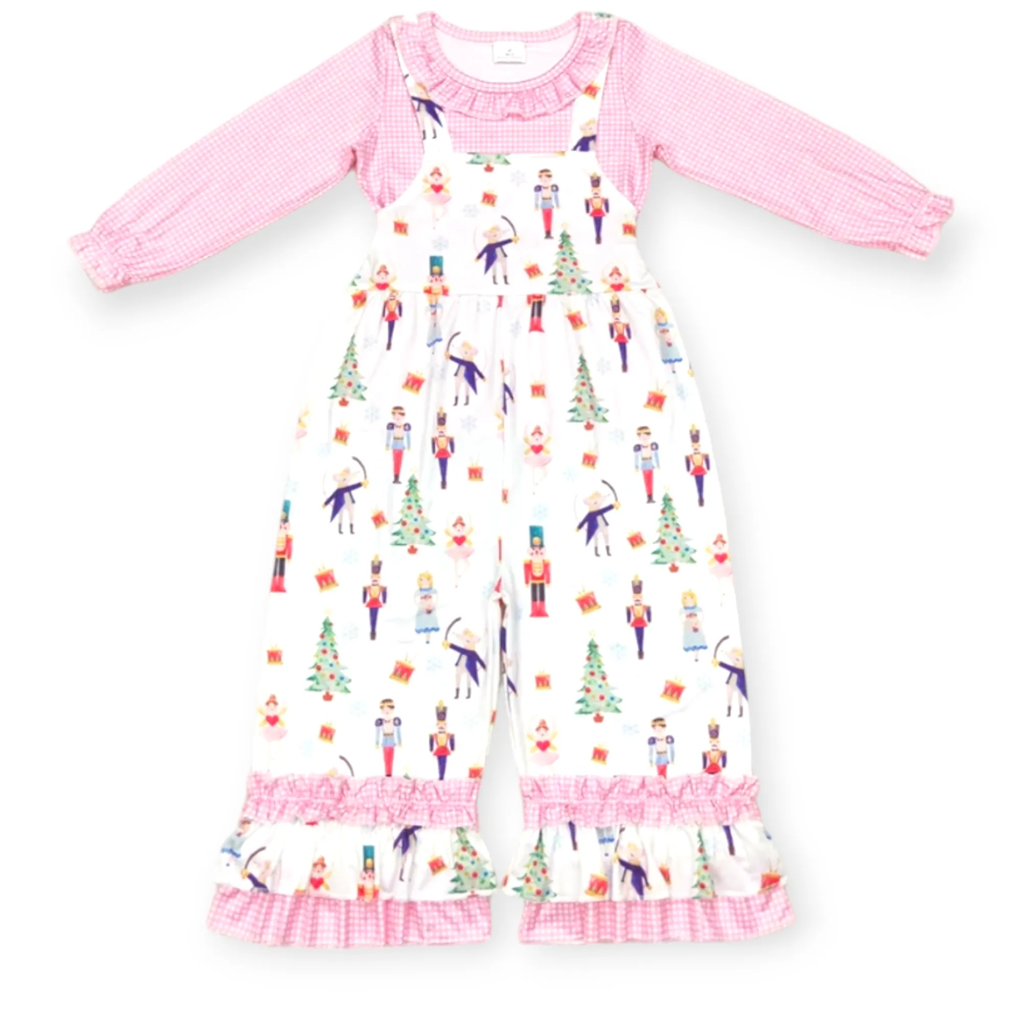 nutcracker overalls romper & layering shirt