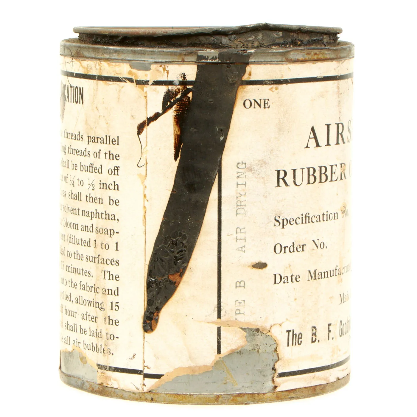 Original U.S. WWII United States Naval Rigid Airship Inner Frame Structure Piece With Air Ship Rubber Cement