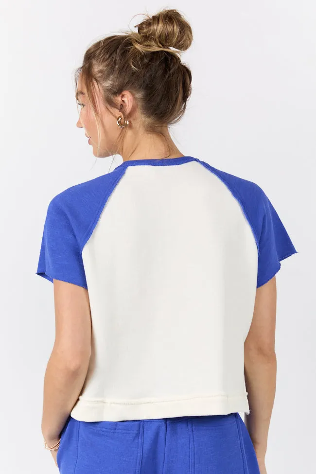 Outfield Angel Cobalt and Cream Color Block Tee