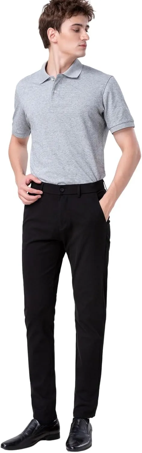Plaid&Plain Mens Slim Fit Khaki Pants Mens Tapered Chino Pants