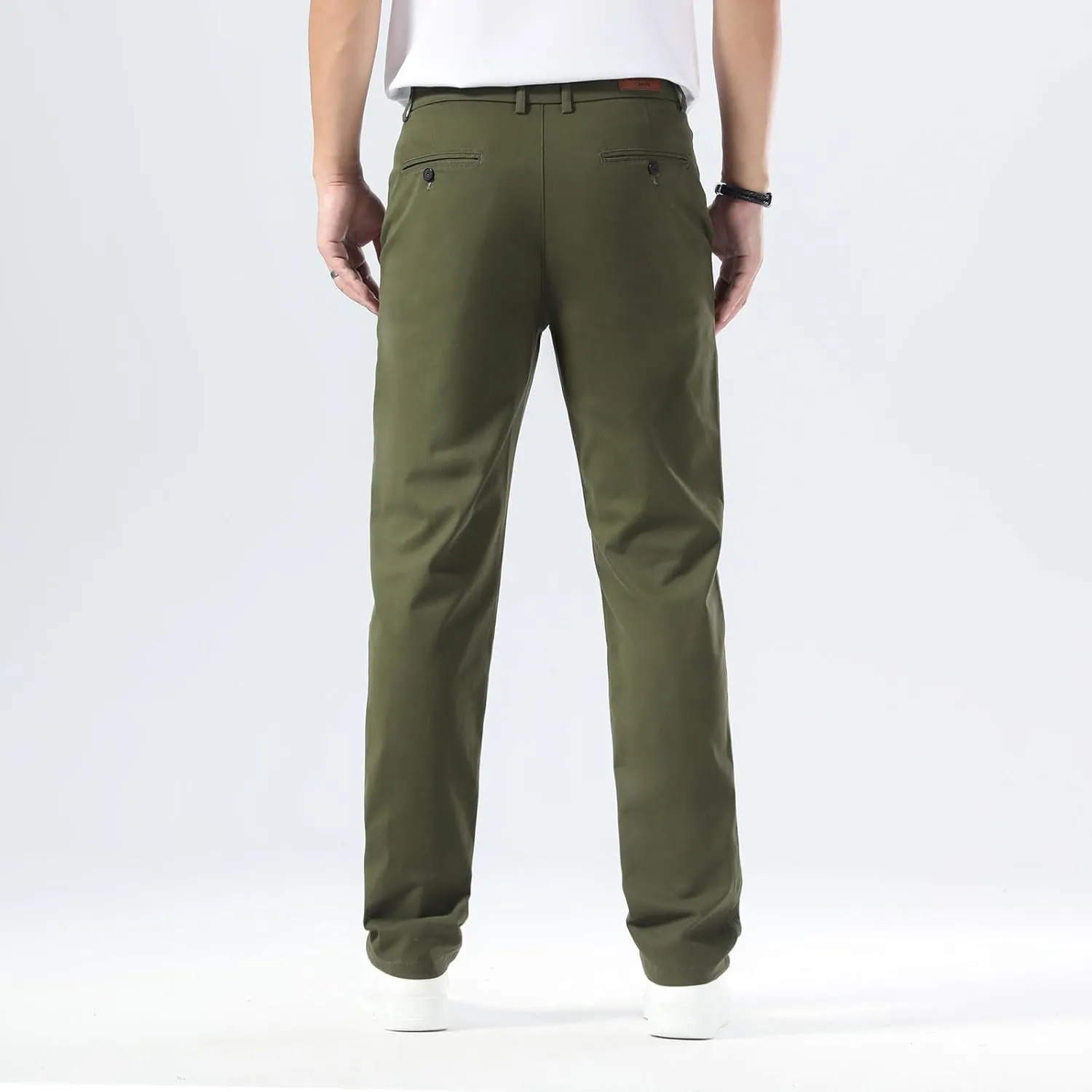 Plaid&Plain Mens Slim Fit Khaki Pants Mens Tapered Chino Pants