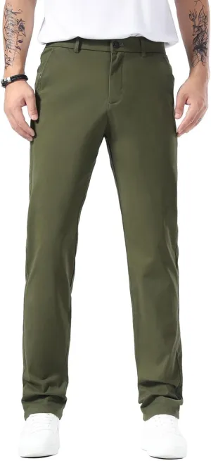 Plaid&Plain Mens Slim Fit Khaki Pants Mens Tapered Chino Pants