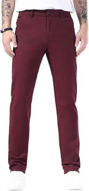 Plaid&Plain Mens Slim Fit Khaki Pants Mens Tapered Chino Pants