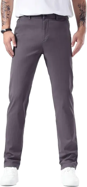 Plaid&Plain Mens Slim Fit Khaki Pants Mens Tapered Chino Pants
