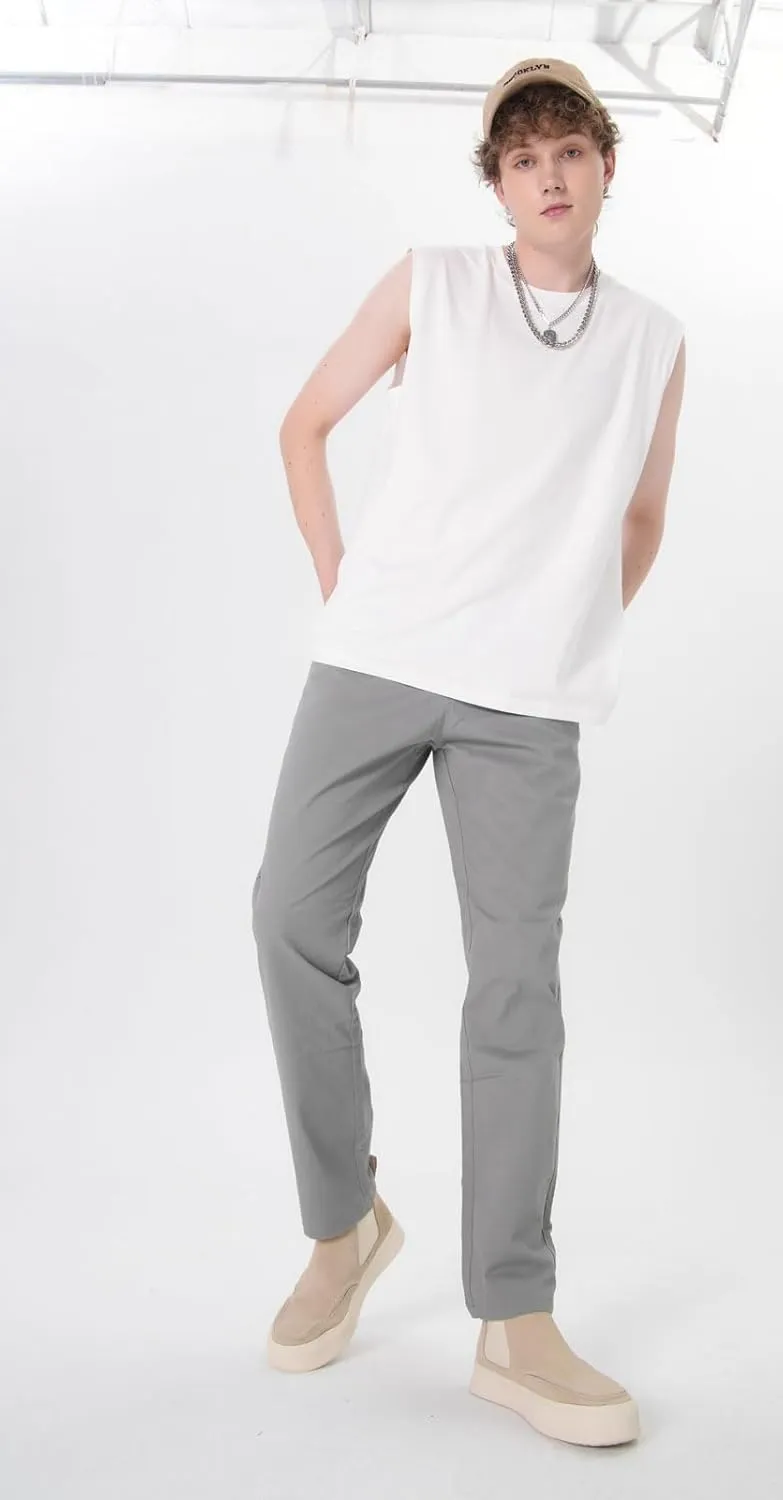 Plaid&Plain Mens Slim Fit Khaki Pants Mens Tapered Chino Pants