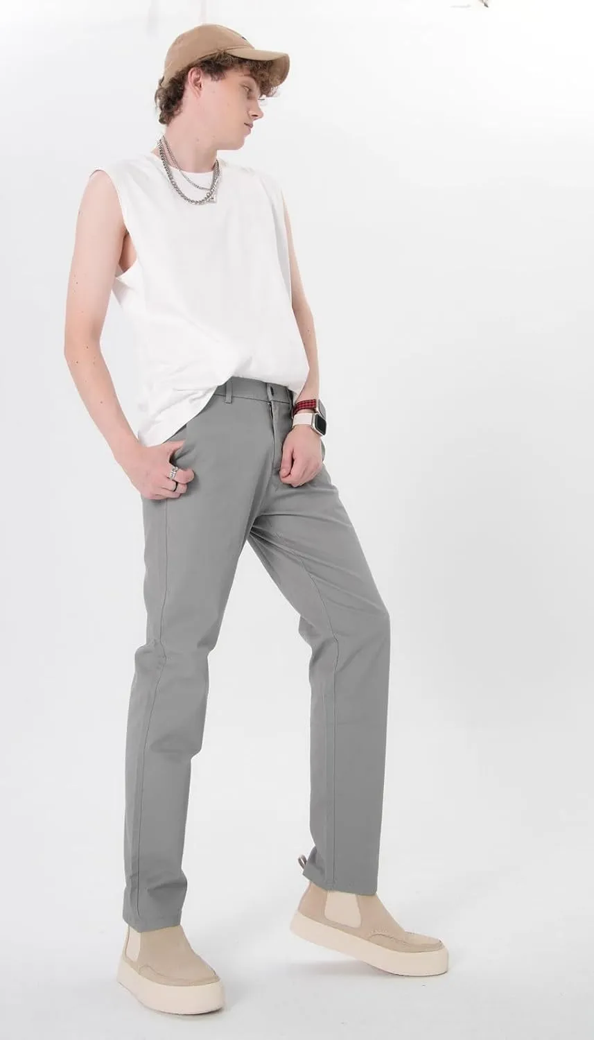 Plaid&Plain Mens Slim Fit Khaki Pants Mens Tapered Chino Pants
