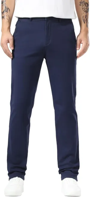 Plaid&Plain Mens Slim Fit Khaki Pants Mens Tapered Chino Pants