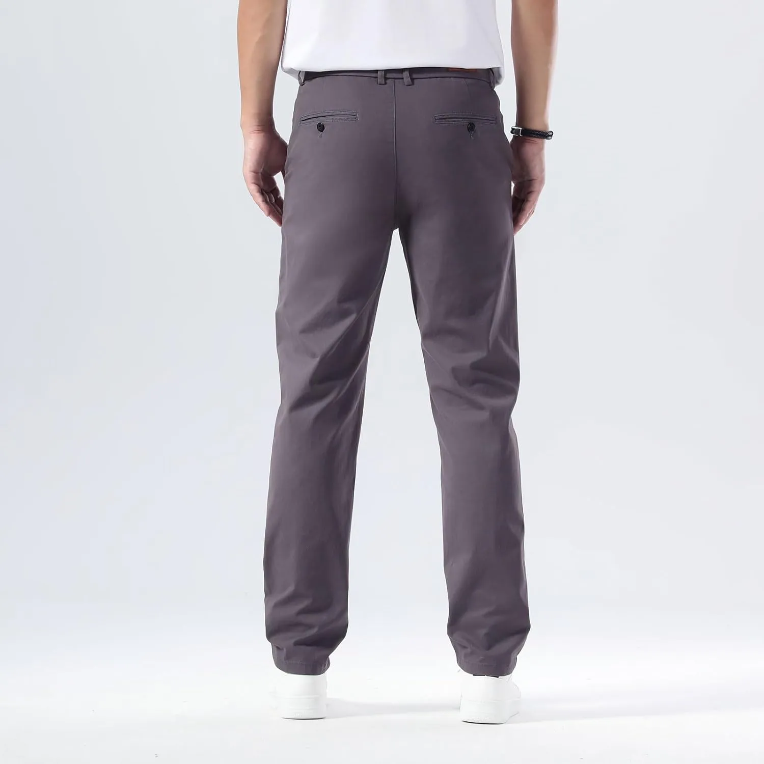 Plaid&Plain Mens Slim Fit Khaki Pants Mens Tapered Chino Pants