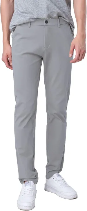 Plaid&Plain Mens Slim Fit Khaki Pants Mens Tapered Chino Pants