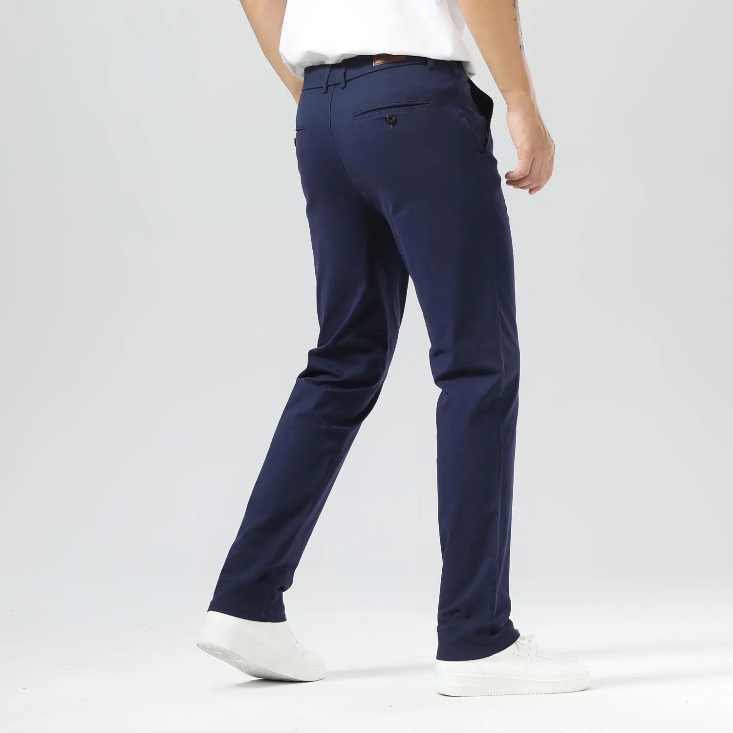 Plaid&Plain Mens Slim Fit Khaki Pants Mens Tapered Chino Pants
