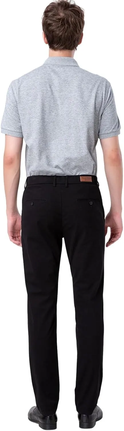 Plaid&Plain Mens Slim Fit Khaki Pants Mens Tapered Chino Pants