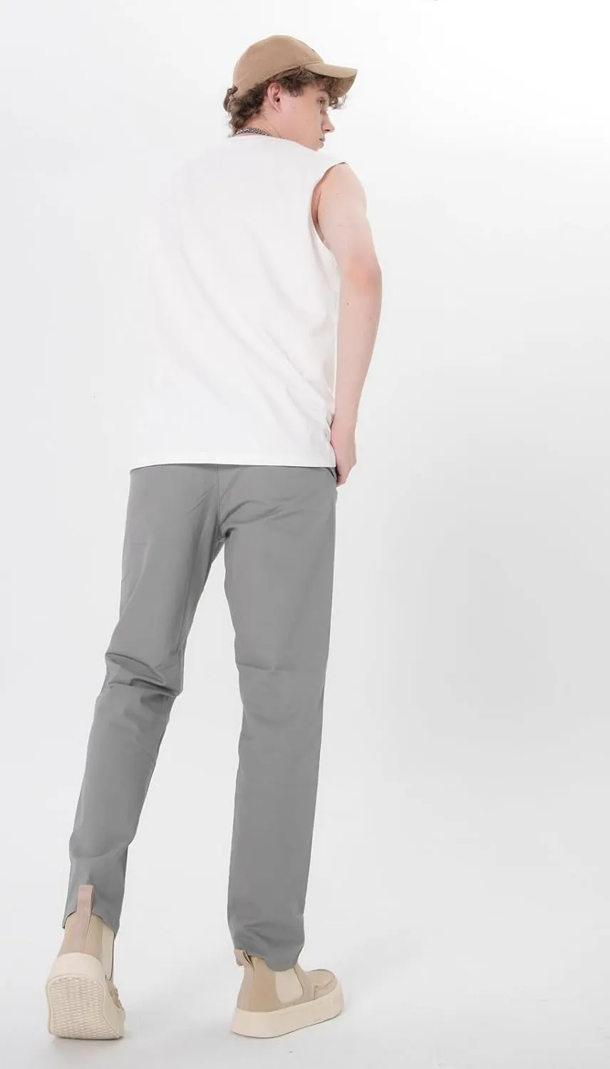 Plaid&Plain Mens Slim Fit Khaki Pants Mens Tapered Chino Pants