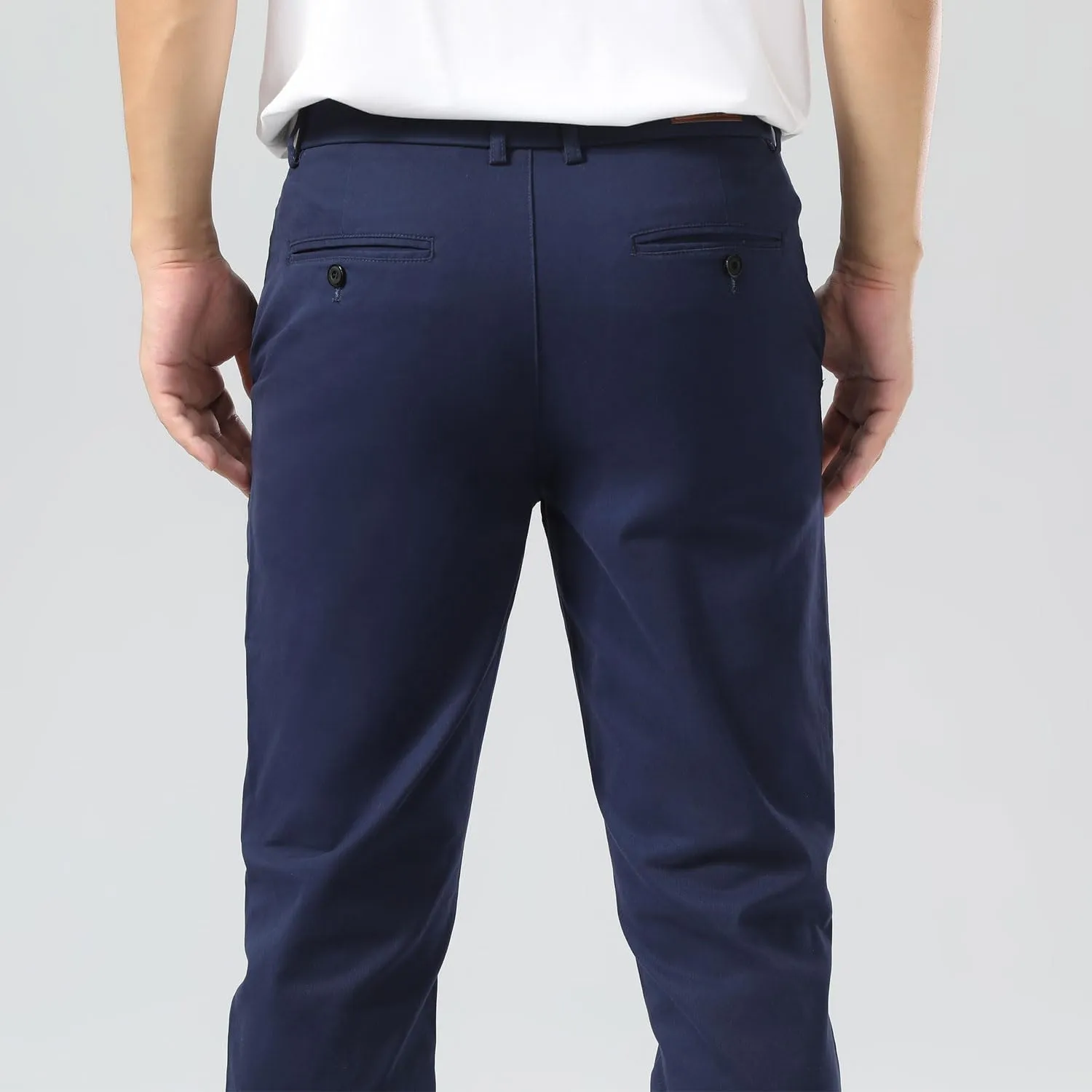 Plaid&Plain Mens Slim Fit Khaki Pants Mens Tapered Chino Pants