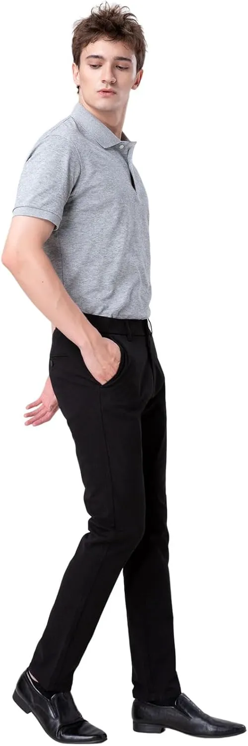 Plaid&Plain Mens Slim Fit Khaki Pants Mens Tapered Chino Pants