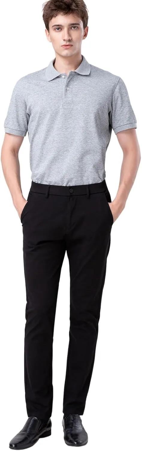 Plaid&Plain Mens Slim Fit Khaki Pants Mens Tapered Chino Pants