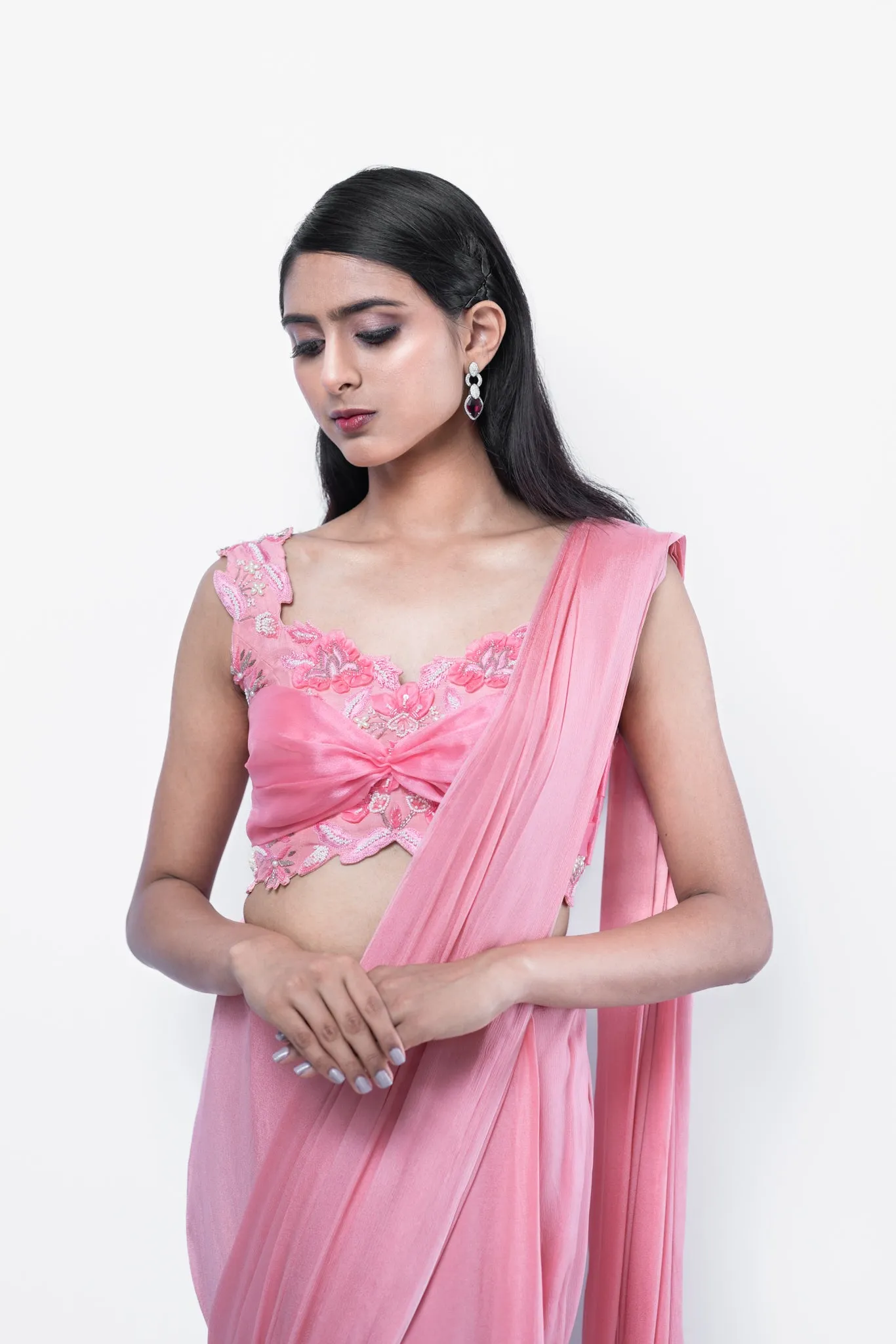 Rose Pink Pleated Blouse