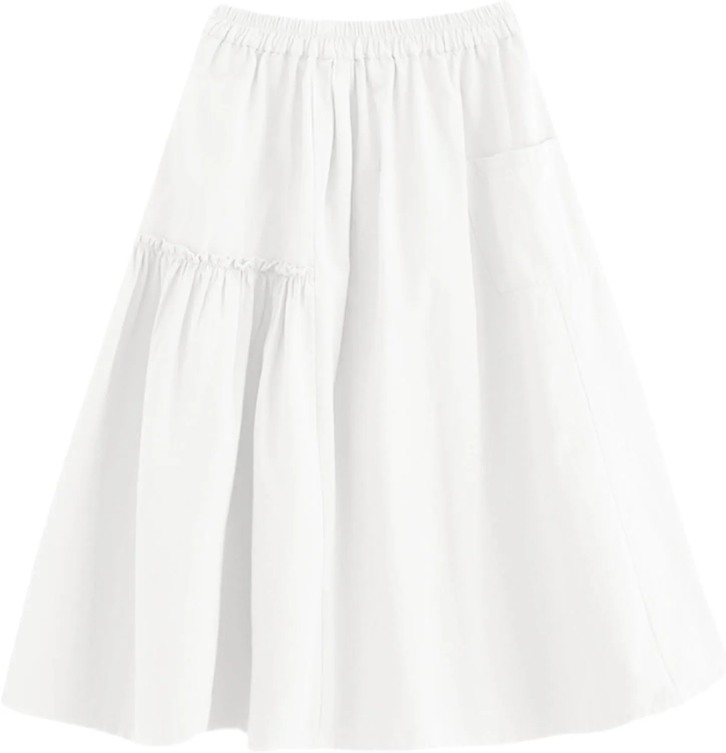 Summer Skirts for Women High Waisted Flowy A Line Maxi Skirt Casual Solid Color Floral Trim Beach Long Skirt