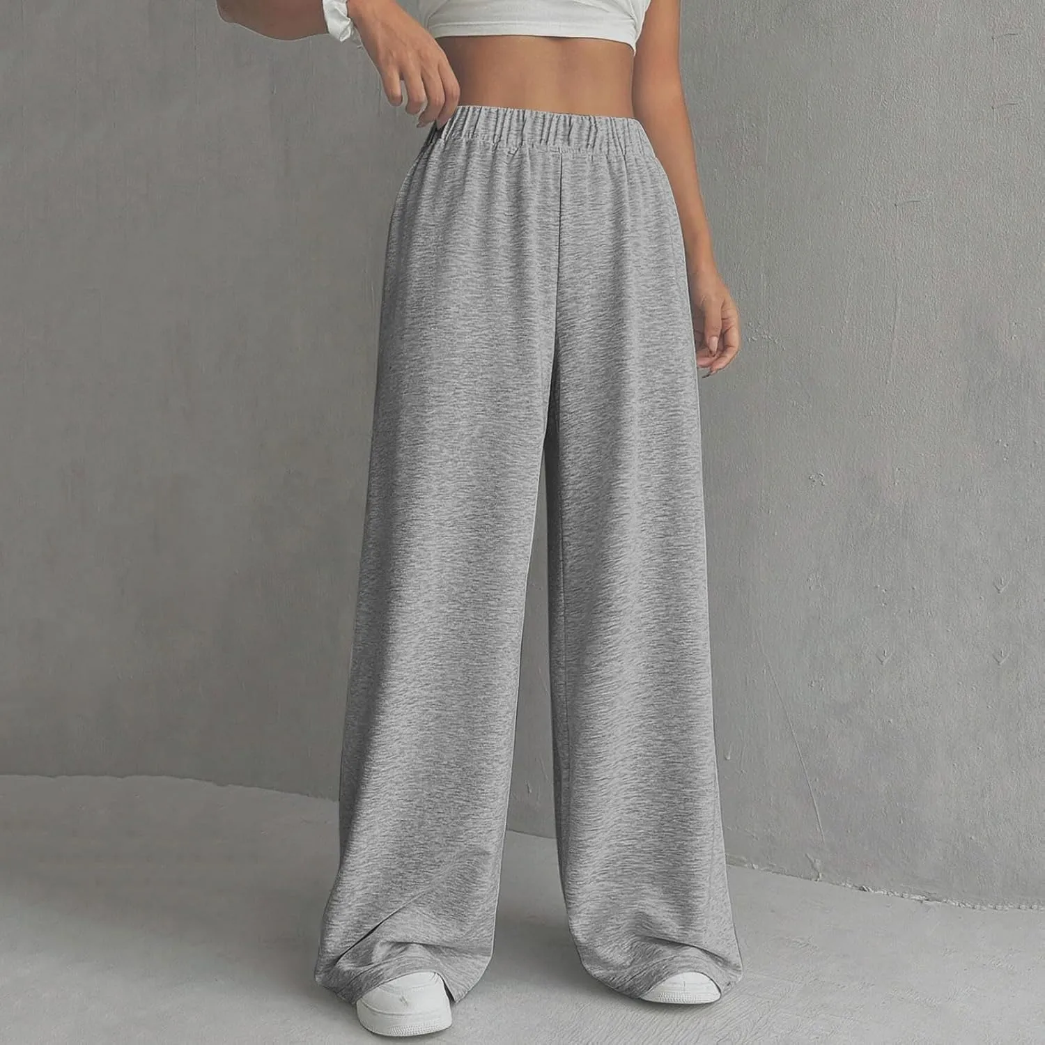 Sweatpants Women Casual Summer Elastic High Waist Lounge Pants Baggy Wide Leg Workout Trousers with Pockets