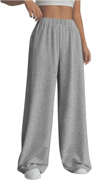 Sweatpants Women Casual Summer Elastic High Waist Lounge Pants Baggy Wide Leg Workout Trousers with Pockets