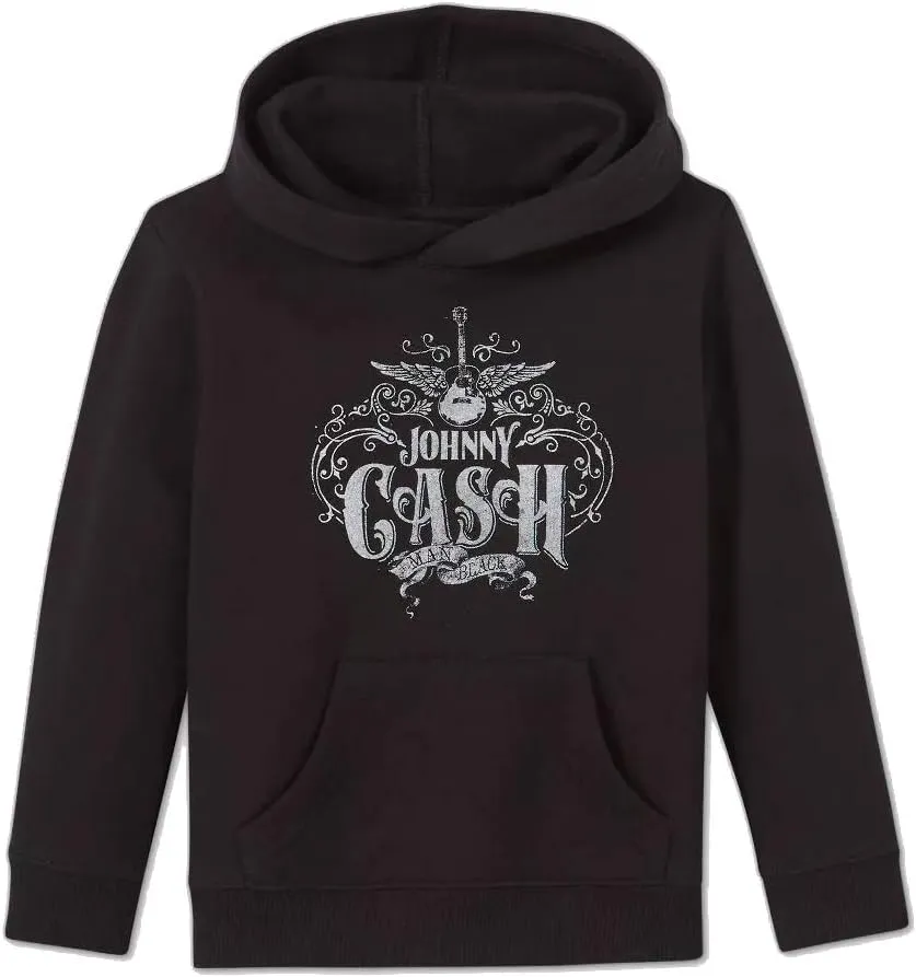 Toddler Boys' Long-Sleeve Cash Fleece Hooded Sweatshirt Hoody (Black)