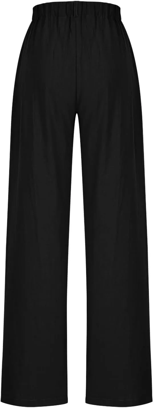 Wide Leg Dress Pants for Women Summer Casual High Waisted Dressy Pant with Pockets Trendy Office Work Slacks