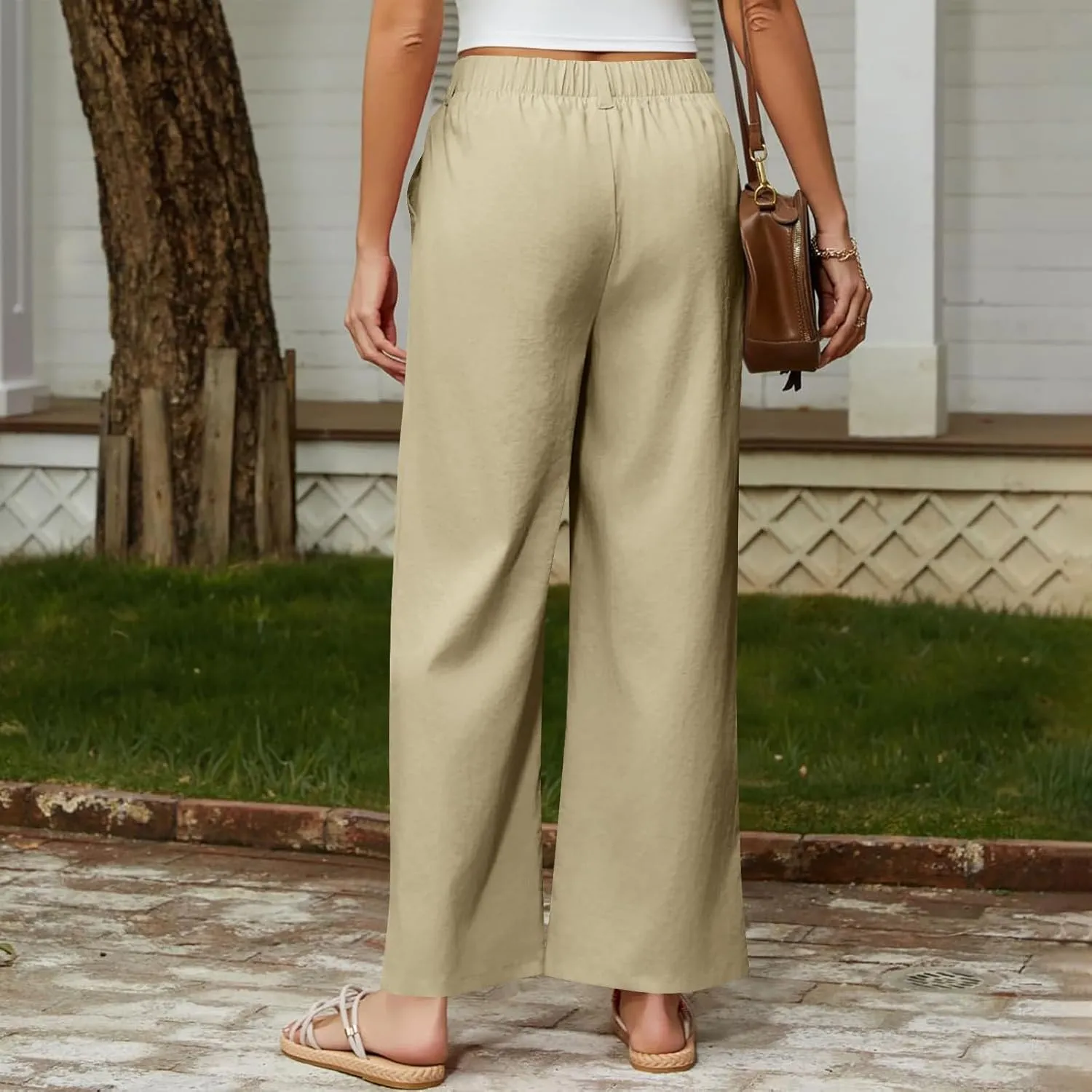 Wide Leg Dress Pants for Women Summer Casual High Waisted Dressy Pant with Pockets Trendy Office Work Slacks