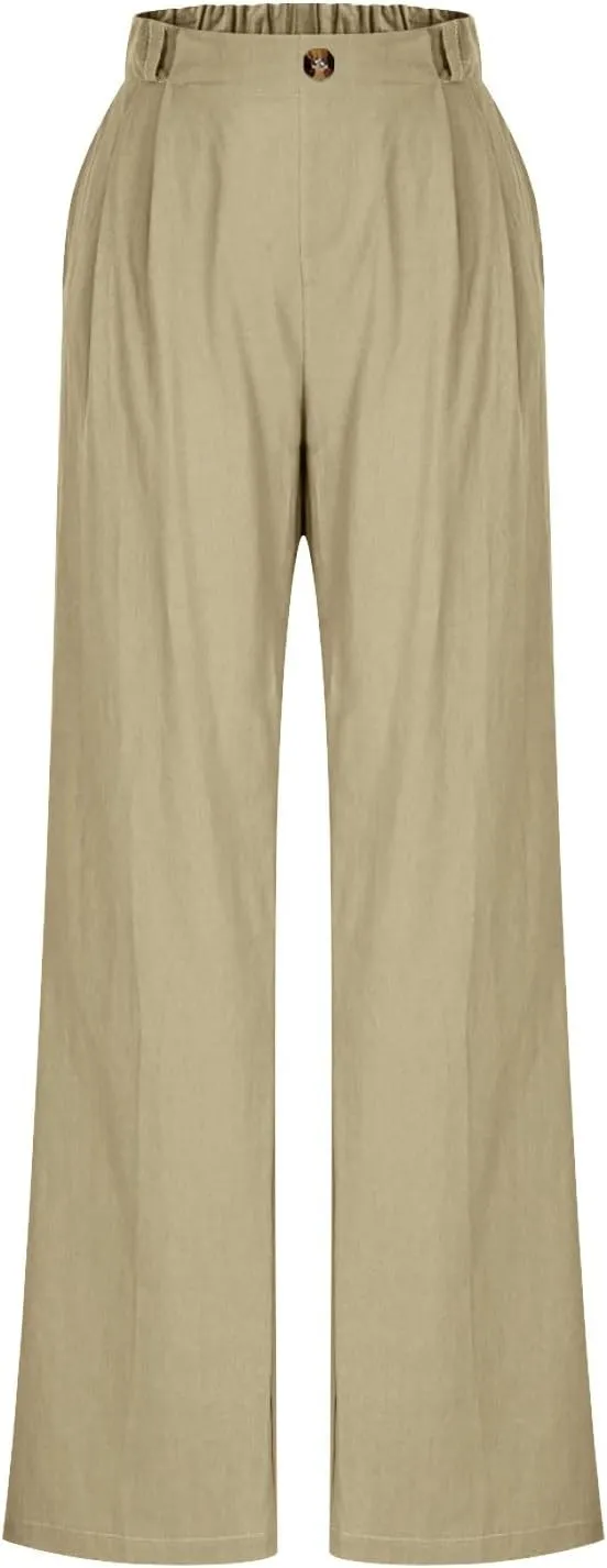 Wide Leg Dress Pants for Women Summer Casual High Waisted Dressy Pant with Pockets Trendy Office Work Slacks