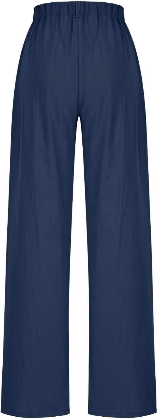 Wide Leg Dress Pants for Women Summer Casual High Waisted Dressy Pant with Pockets Trendy Office Work Slacks