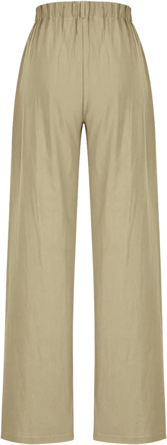 Wide Leg Dress Pants for Women Summer Casual High Waisted Dressy Pant with Pockets Trendy Office Work Slacks