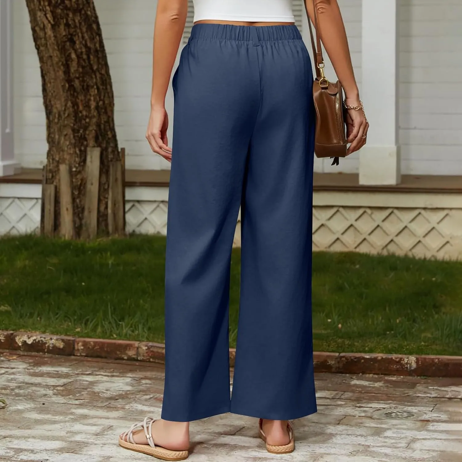 Wide Leg Dress Pants for Women Summer Casual High Waisted Dressy Pant with Pockets Trendy Office Work Slacks