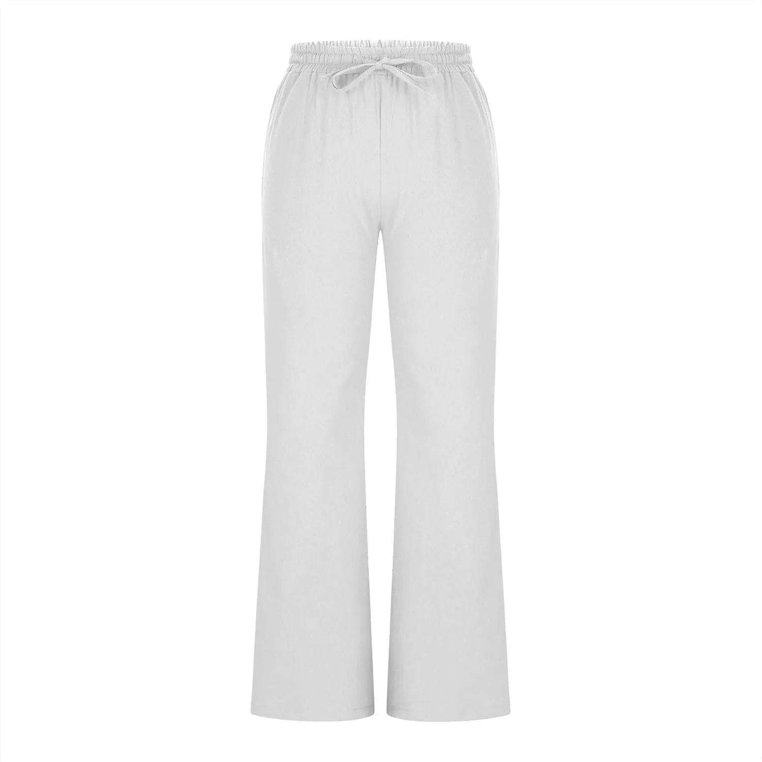 Women's Pants Casual Elastic High Waist Drawstring Lounge Trousers Wide Leg Flare Pant Summer Office Slacks